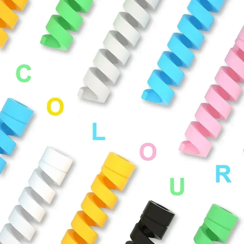 10pcs Silicone Data Cables Protector Winder Pipe Flexible Phone Charge Cable Spiral Winder Cords For Phone USB Charger Wires