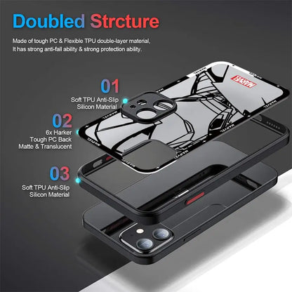 Phone Case for iPhone 16 15 11 12 13 14 Pro Max 16 Plus 12 Mini 7 8 MAX 16e Matte Soft Cover Shell Marvel Ironman Cool Logo