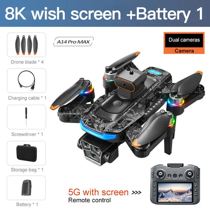 Lenovo  A14Pro max GPS Brushless 8K three Camera Optical Flow Obstacle Avoidance Foldable Quadcopter RC Distance Drone Toys