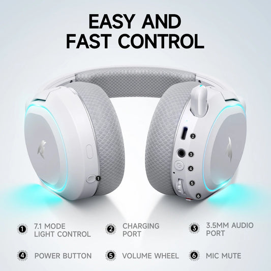 Picun G2 2.4GHz Bluetooth Wireless Gaming Headset For PC PS4 PS5 Phone Switch 5ms Low Latency 7.1 Surround Wired Headset ENC Mic