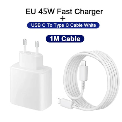 PD Charger 45W for Samsung Galaxy S23 S22 Fast Charging High Speed Type C Mobile Phone Adapter for IPhone Xiaomi