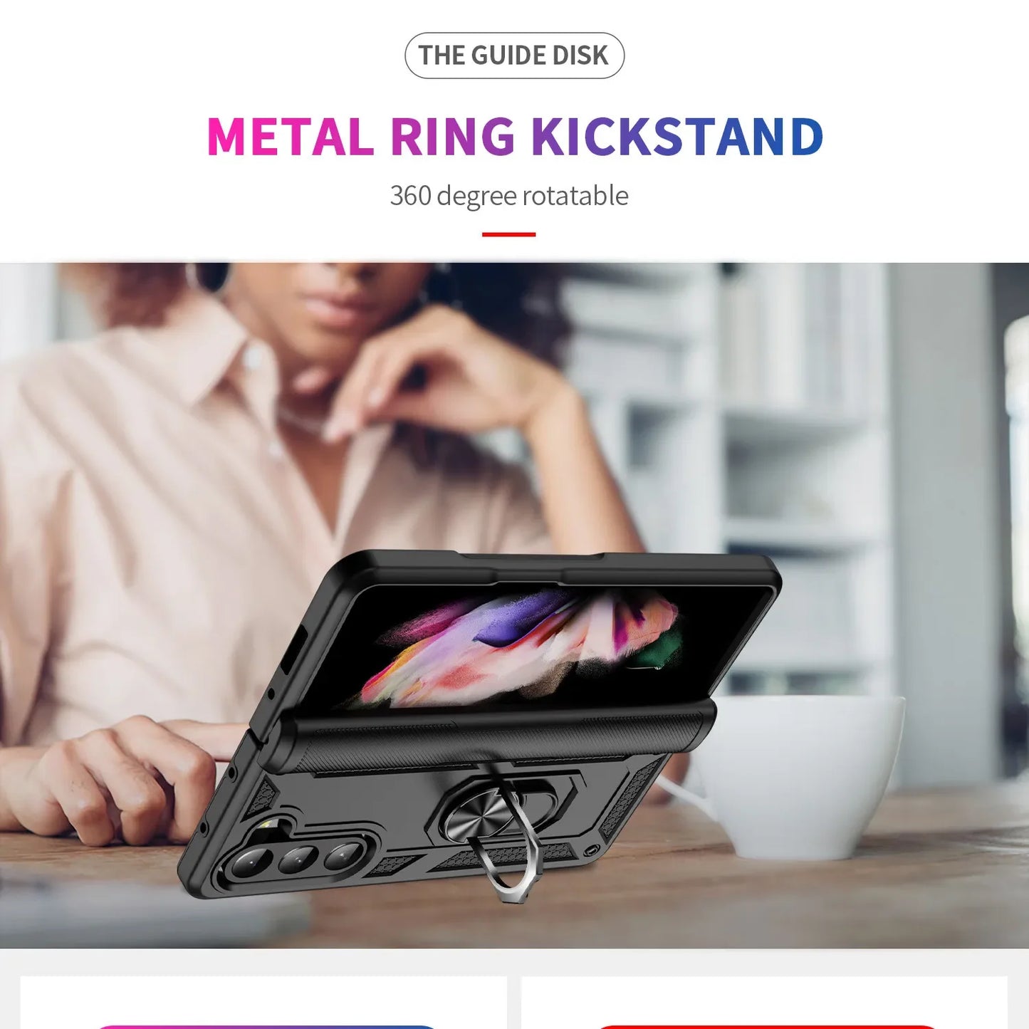 for samsung z fold 7 5 6 fold7 Hard Armor Case for Samsung Galaxy Z Fold 5 Fold5 5G fold6 Finger Ring Holder Covers Cases