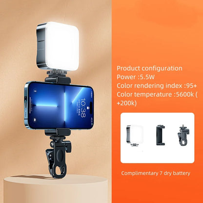 Portable Video Fill Light For Camera Phone Laptop Selfie Adjustable Photography Pocket Fill Light with Clamp Tripod Selfie Stick