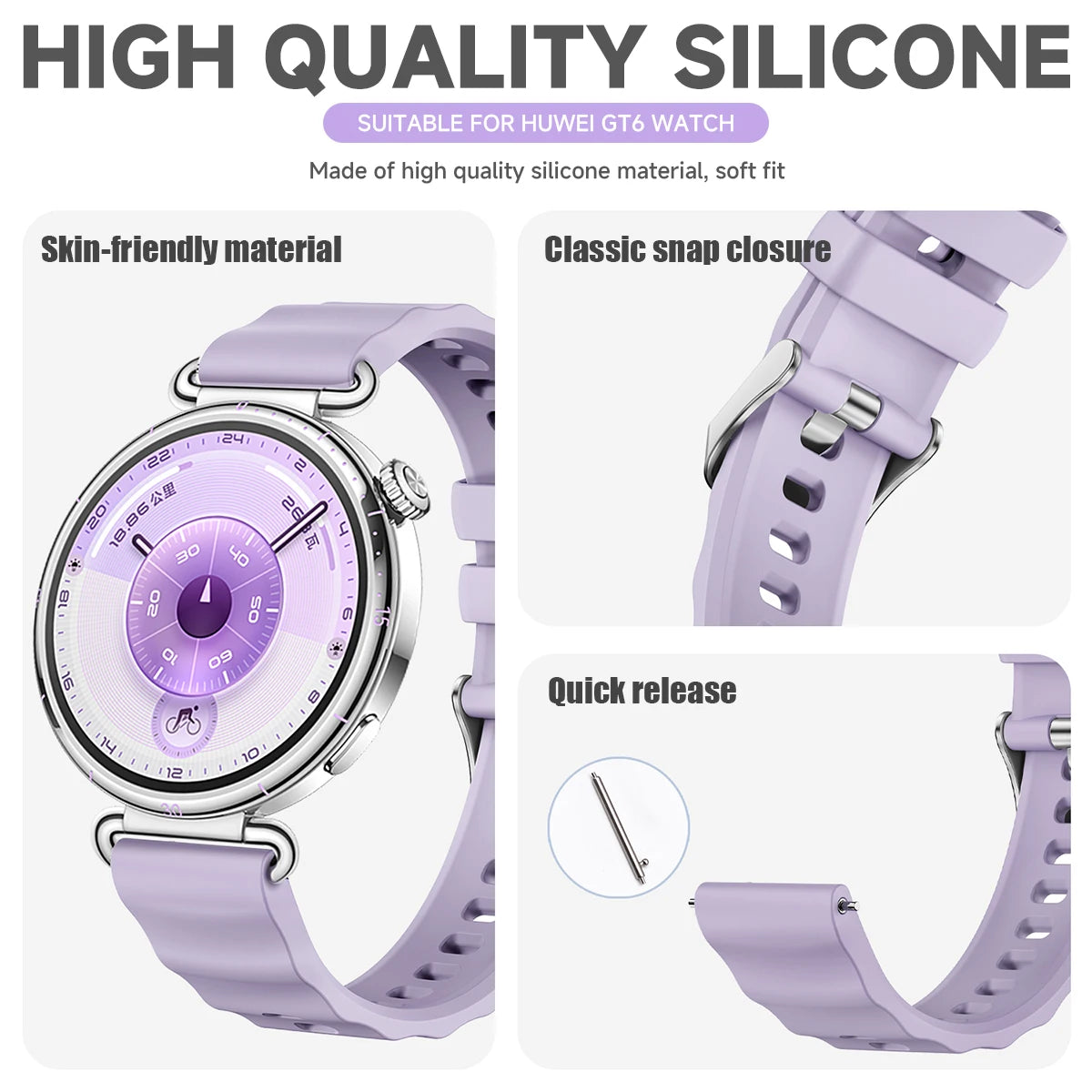 18mm Silicone Band for Huawei Watch GT6 41mm Sport Strap Metal Buckle Correa for Huawei Band GT6 Smartwatch Replacement Bracelet