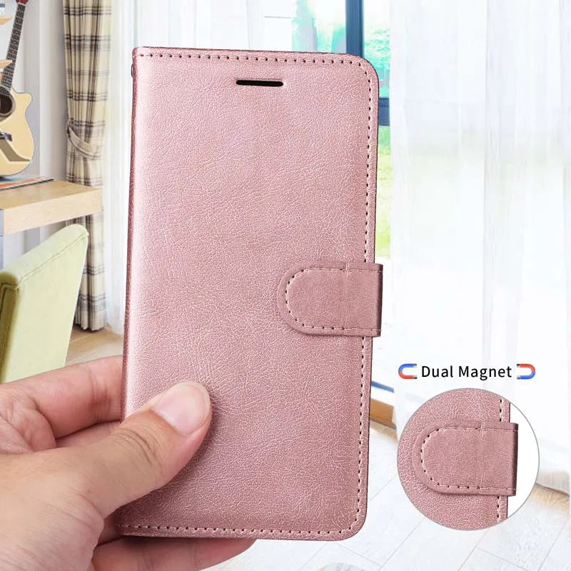 Leather Case For iPhone 17 Air 11 12 13 14 15 16e 16 Pro Max XS XR X 6S 7 Plus 8 SE 2020 Mini Magnetic Flip Wallet Phone Cover