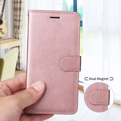 Leather Case For iPhone 17 Air 11 12 13 14 15 16e 16 Pro Max XS XR X 6S 7 Plus 8 SE 2020 Mini Magnetic Flip Wallet Phone Cover