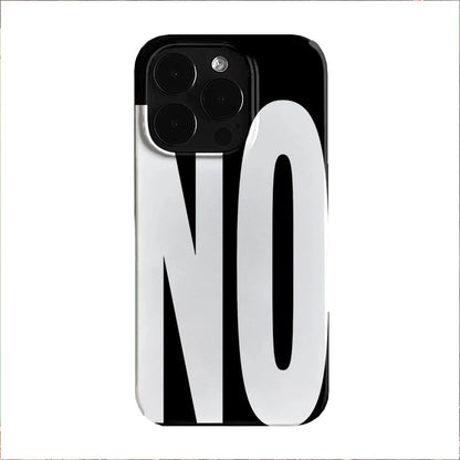 NO and YES Personalized Art Black and White Letters Phone Case For iPhone 16 15 14 13 12 11 Pro XS Max 7 8 Plus MINI Y2K Cover