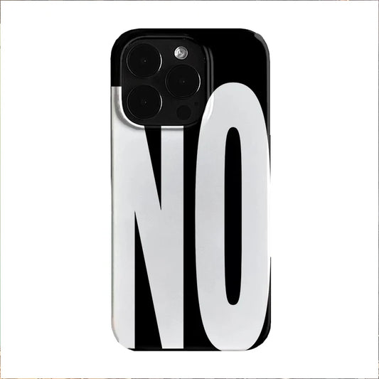 NO and YES Personalized Art Black and White Letters Phone Case For iPhone 16 15 14 13 12 11 Pro XS Max 7 8 Plus MINI Y2K Cover
