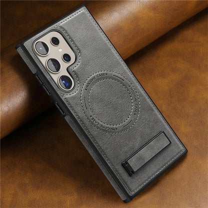 Luxury Leather Magnetic Fold Stand Holder Case For Samsung S25 S24 Ultra S23 Plus S22 Wireless Charging Shockproof Soft Cover