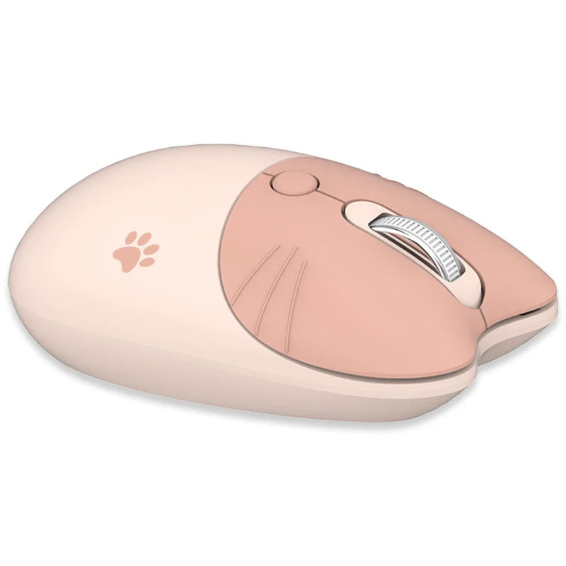 Pink Wireless Cute Meow Mouse Cartoon Silent Optical Ergonomic 1600DPI Mause Computer USB Gamer Mice For Laptop PC Gifts