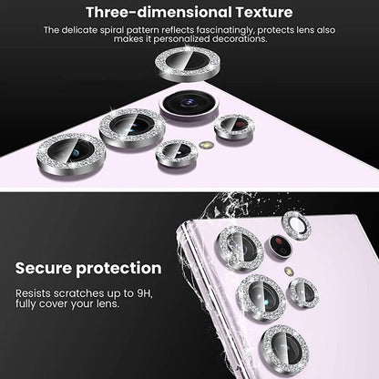 For Samsung Galaxy S24 Ultra HD Glitter Diamond Metal Ring Camera Glass Lens Protector For Samsung S25 Ultra S24 Plus Lens Film