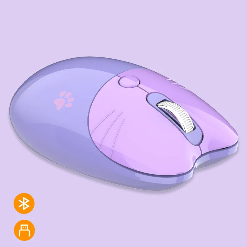 Pink Wireless Cute Meow Mouse Cartoon Silent Optical Ergonomic 1600DPI Mause Computer USB Gamer Mice For Laptop PC Gifts