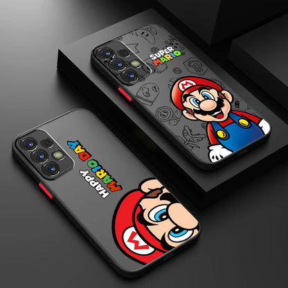 Anime Super M-Mario Cute Art Frosted Translucent For Samsung Note 20 A35 A03 A54 A31 A22 A34 A14 A24 A04 A55 5G Back Phone Case