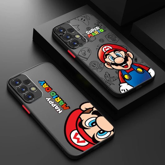 Anime Super M-Mario Cute Art Frosted Translucent For Samsung Note 20 A35 A03 A54 A31 A22 A34 A14 A24 A04 A55 5G Back Phone Case