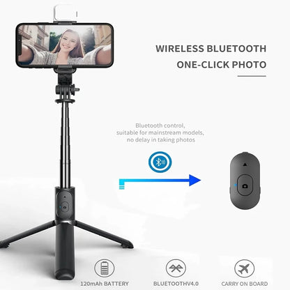 Xiaomi Selfie Stick 1m with Wireless Bluetooth LED Fill Light Extended Tripod with Remote Shutter for Android IOS Cellphone