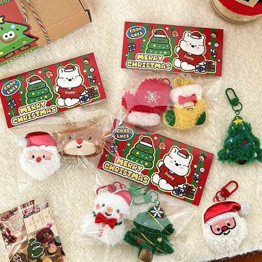 2Pcs Christmas Cute Doll Pendant Brooch Holiday Decoration Pendant Girl Versatile Keychain Pendant