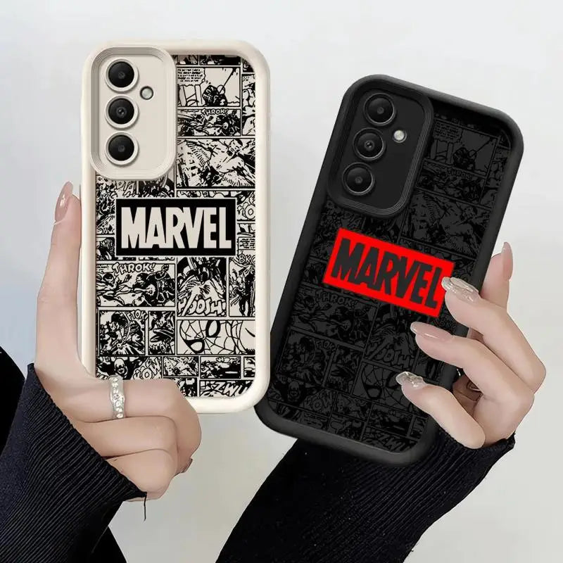 Phone Case for Samsung Galaxy A15 A25 A35 A55 A51 A71 A72 A73 A52 A52s A53 A54 5G TPU Silicone Soft Avengers Marvel Logo Comics