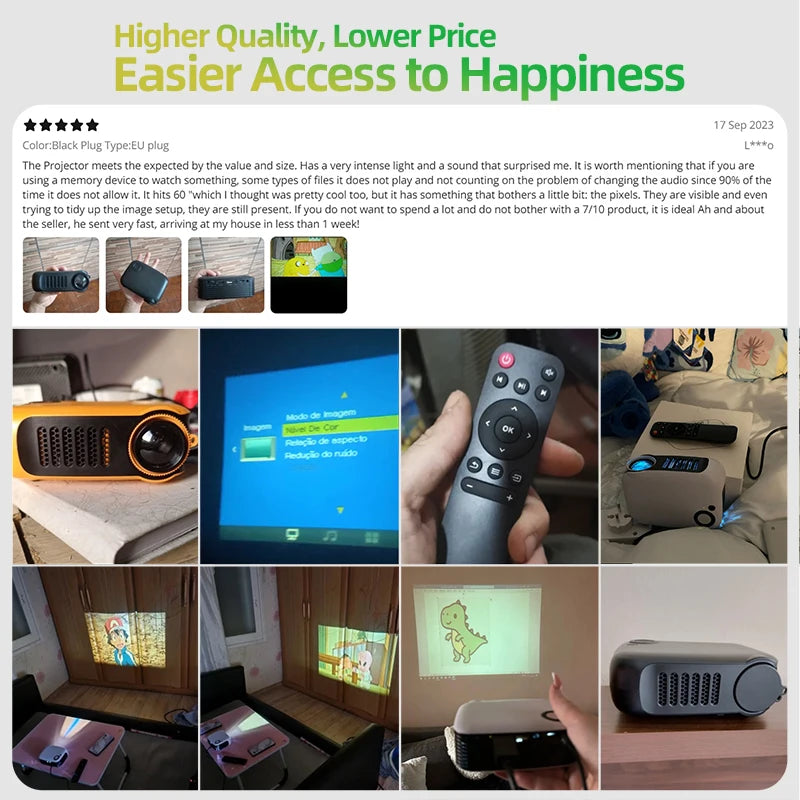 AUN A2000 Portable Projector LED Home Theater Projector Mini Cinema Smart TV Beamer Support 1080P Full HD Movie Play