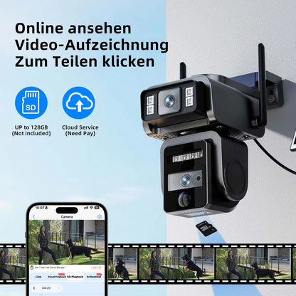 Dual Lens Solar Camera WIFI Security Outdoor Surveillance Camera Solar Panel with Battery CCTV security PZT IP cameras