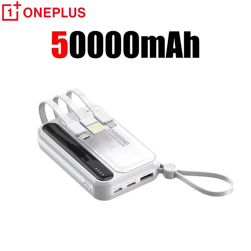 Oneplus Built in Cables Power Bank 4 In1 50000mAh Large Capacity Intelligent Digital Display Light Portable Battery For Samsung