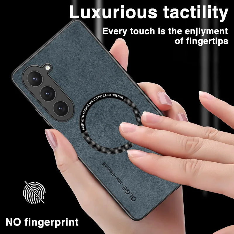 Magnetic For Magsafe Leather Case For Samsung Galaxy S23 S22 Ultra S21 FE S25 S24 Ultra Luxury Wireless Charge Shockproof Cover