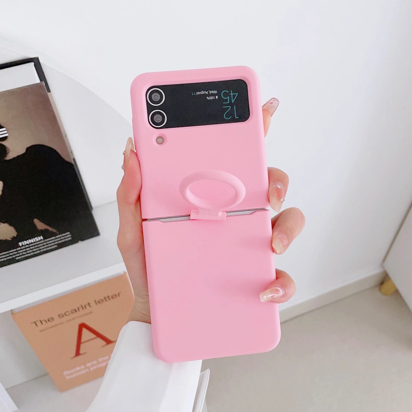 Liquid Silicone Ring Holder Case for Samsung Galaxy Z Flip 3 4 5G Flip4 Flip3 Flip2 Flip1 Foldable Full Protection Fashion Cover