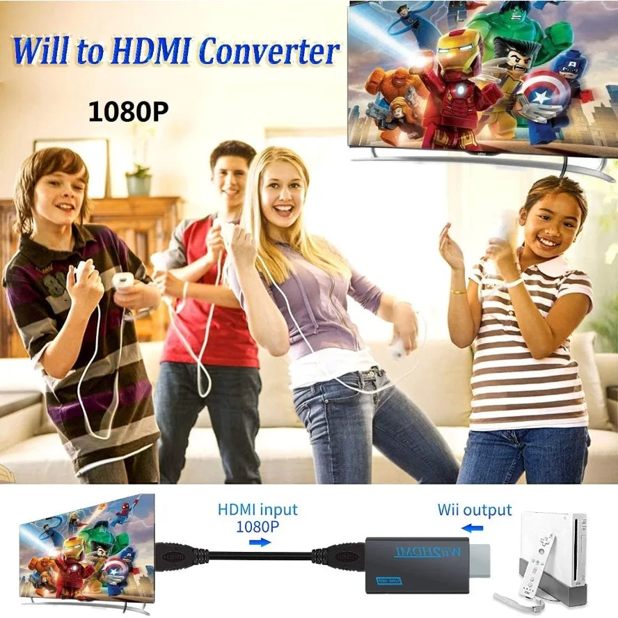 WII To HDMI Converter Full HD 1080P WII To HDMI Wii 2 HDTV Converter Wii To HDMI Adapter 3.5mm Audio for PC HDTV Monitor Display