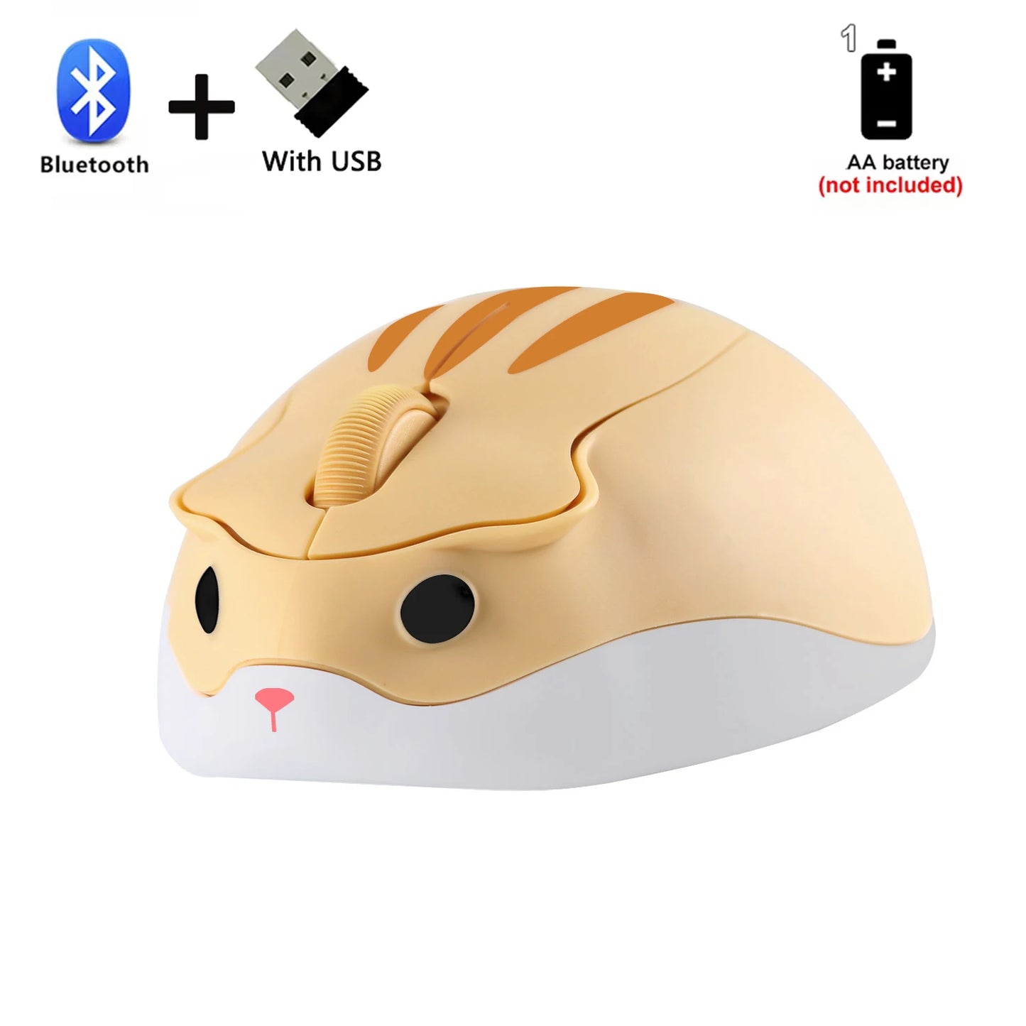 Cute Cartoon Hamster Shape Creative Mouse Bluetooth/2.4G Mini Wireless Mute Ergonomic Optical Mice PC Laptop Desktop Universal