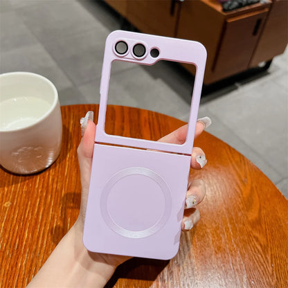 for Samsung ZFlip 4 Luxury for Magsafe Matte Case for Samsung Galaxy Z Flip 6 4 3 5 7 Flip4 Wireless Charger Soft Silicone Cover