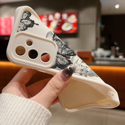 Ink Butterfly Case For Samsung Galaxy S25 Edge S25 S24 S23 S22 Ultra S21 S24 FE A14 A34 A15 A35 A53 A54 A56 5G TPU Phone Cover ﻿