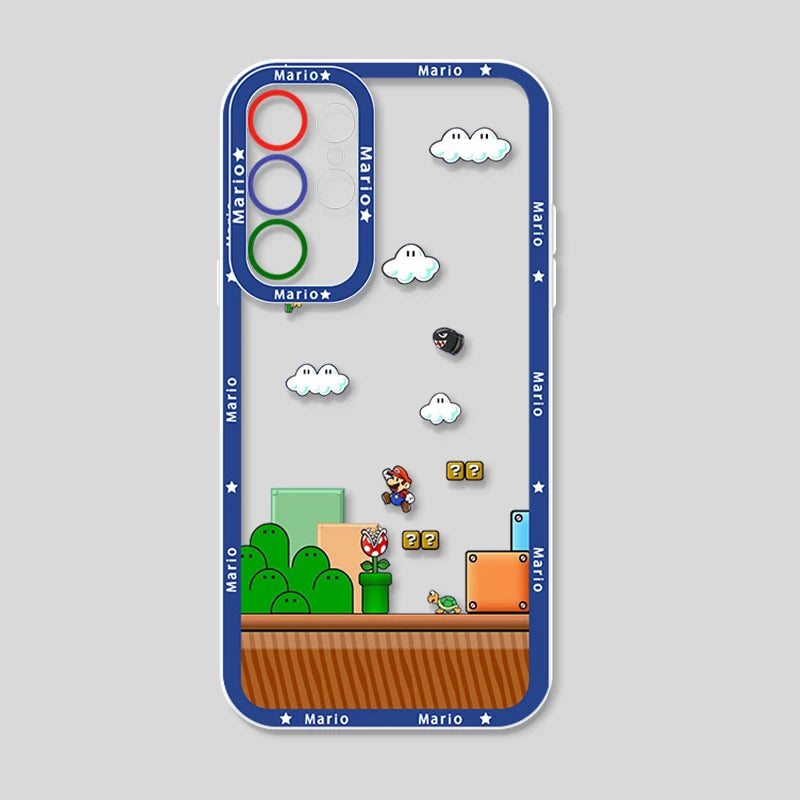 Cartoon Game Super Mario For Samsung Galaxy S23 S22 S21 S20 Pro FE Ultra A23 A52 A53 A71 Angel Eyes Transparent Phone Case