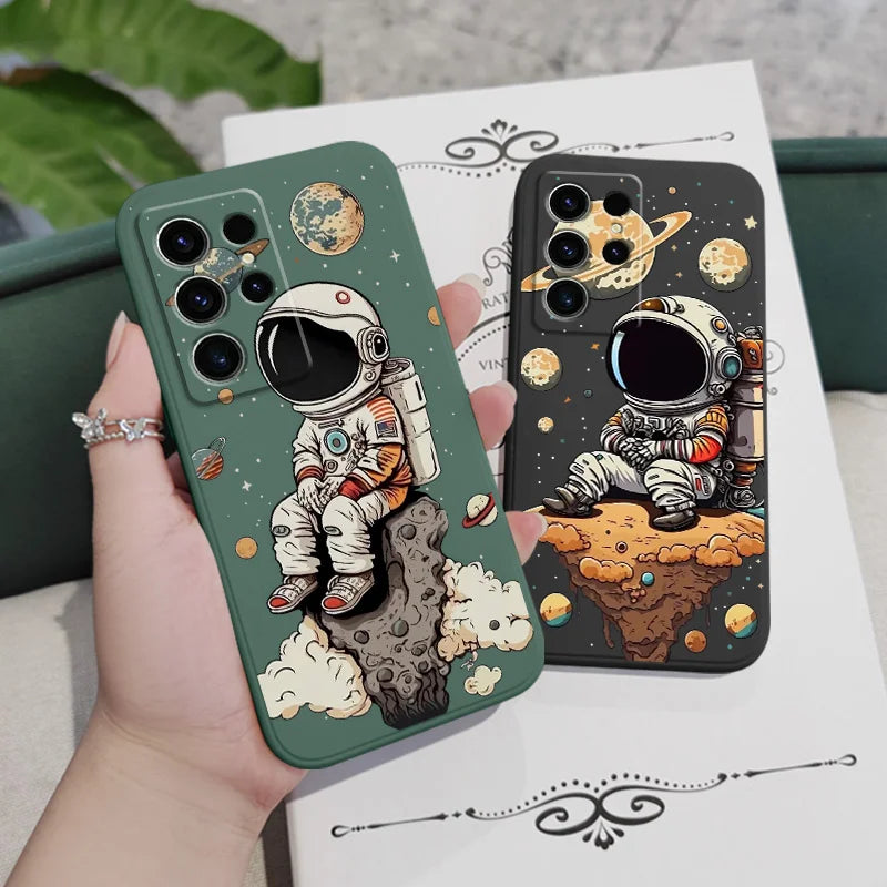 Saturn Cute Child Phone Case For Samsung Galaxy S25 S24 S23 S22 S21 S20 S10 Ultra Plus FE Note 20 Ultra 10 9 Plus Cover