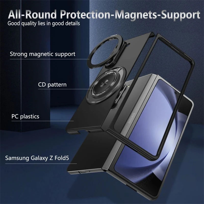 360° Magnetic Ring Kickstand Case for Magsafe Samsung Galaxy Z Fold 6 5 4 3 ZFold Fold6 Fold5 Fold4 5G Macsafe Holder Hard Cover