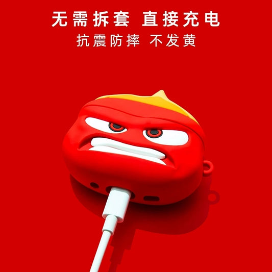 For Airpods 1 2 3 4 Pro Pro 2 Inside Out Anger Silicone Earphone Case Accessories Cover