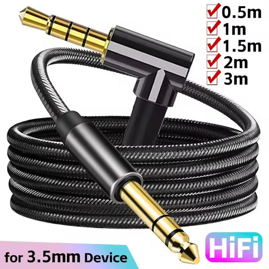 90 Degree Elbow Universal 3.5mm Jack Audio Cable Braided Speaker Aux Wire Male To Male Speaker Aux Line for Samsung Xiaomi Cord