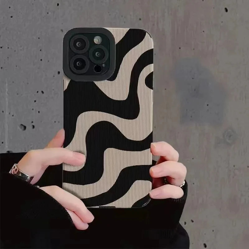 Fashion Zebra Stripe Black White Cases For iPhone 11 13 12 14 15 16 Pro Max Plus Phone Cases Shockproof Silicone Soft Back Cover