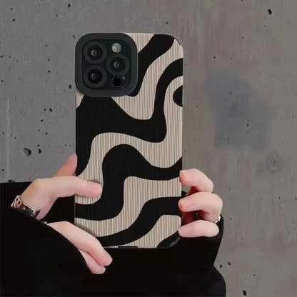 Fashion Zebra Stripe Black White Cases For iPhone 11 13 12 14 15 16 Pro Max Plus Phone Cases Shockproof Silicone Soft Back Cover