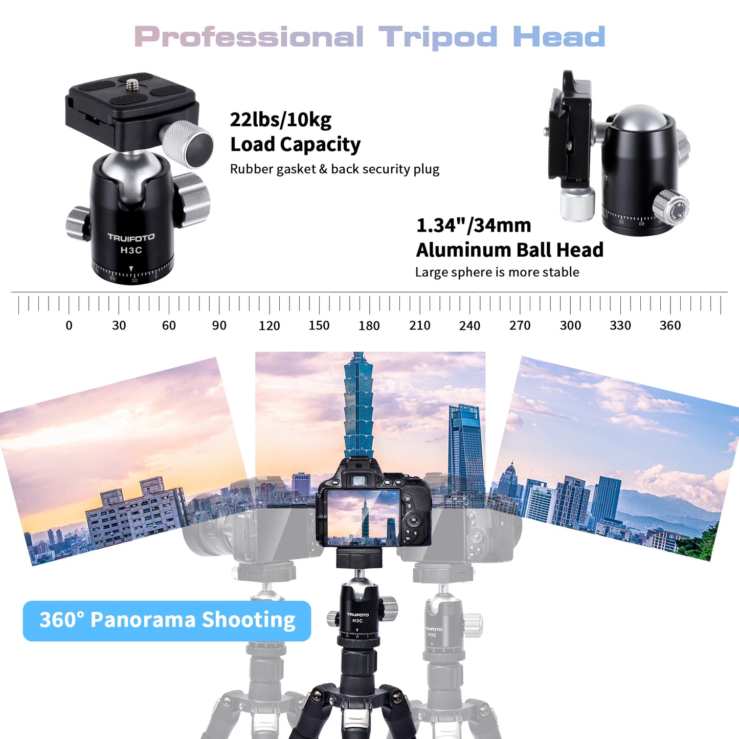 Photography tripod for digital SLR cameras, compatible with macro photography, portable travel tripod with inverted center post