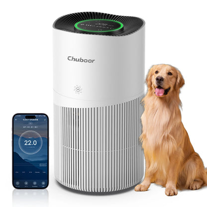 Chuboor Air Purifiers Suitable for Pets 120m² ,H13 Hepa Effectively Removes 99.97% of Pet Odors, Pollen, and Dust humidifier