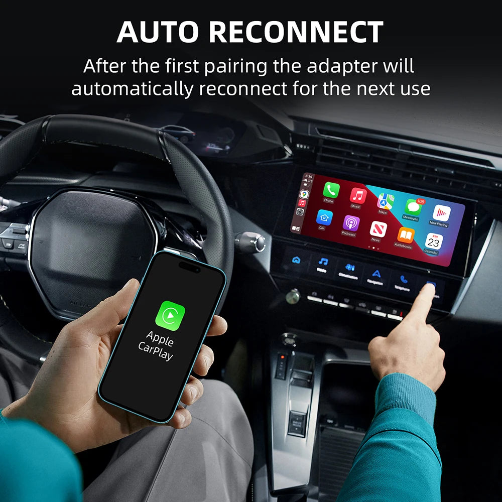 2 in 1 Smart Dongle AI Box Mini Adapter Wired to Wireless Carplay&Android Auto Compatible with 99% of Cars Plug and Play WiFi