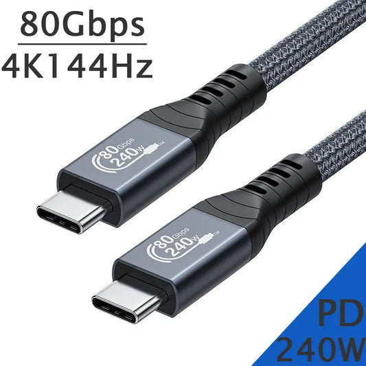 USB 4 Cable 80Gbps 240W 4K 144Hz Type C Fast Charging Thunderbolt 3 / 4 USB 4.0 USB C to C Data Transfer Cable For laptop
