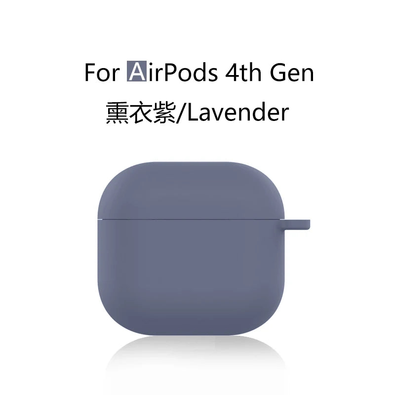 for 2024 AirPods 4 earbuds Solid color Earphone Protector cases with keychain liquid silicone soft for New AirPods 4 ANC Cases