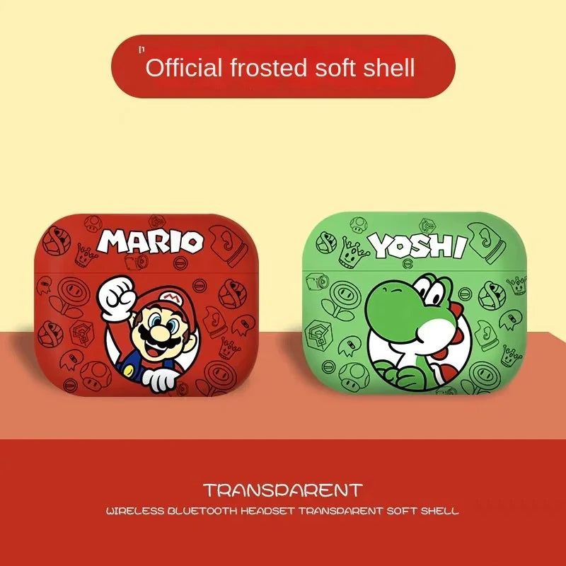 Super Mario Cartoon Printed Earphone Case for Airpods 1 2 3 Pro Pro2 Anime Yoshi Protective Shell Cute Dustproof Headset Cover