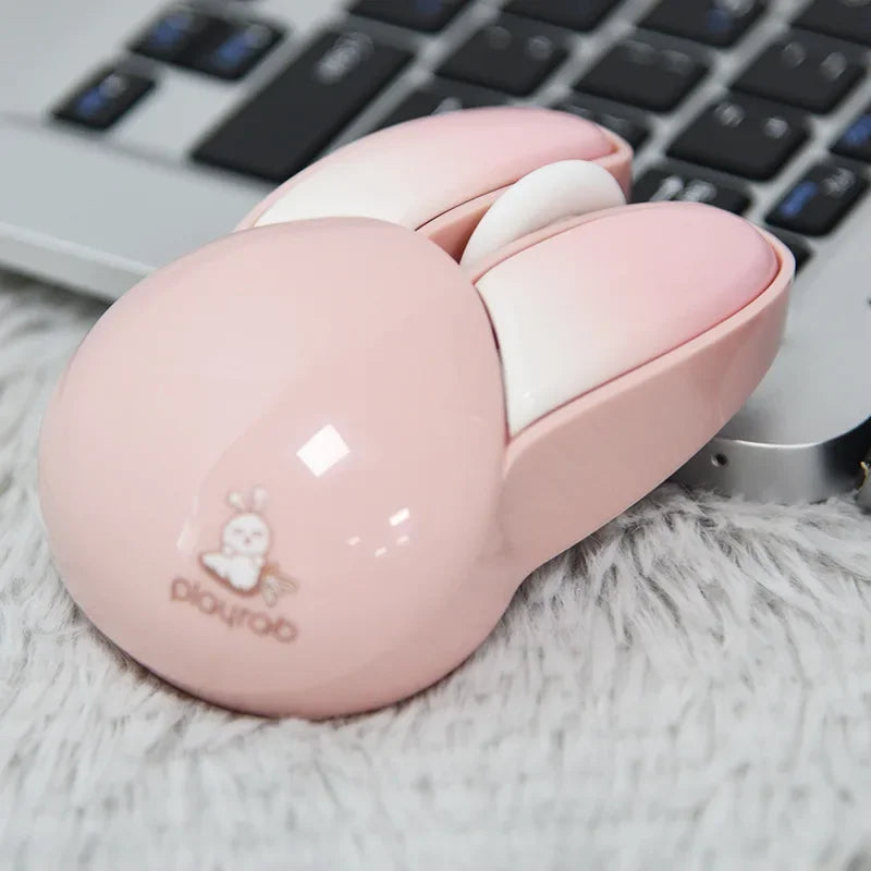 Cute Rabbit Ear Shape Dual-Mode Mouse 2.4G+Bluetooth Lightweight Mute Ergonomic Plating Portable Mice For PC Laptop Office Home