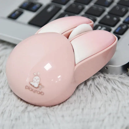 Cute Rabbit Ear Shape Dual-Mode Mouse 2.4G+Bluetooth Lightweight Mute Ergonomic Plating Portable Mice For PC Laptop Office Home