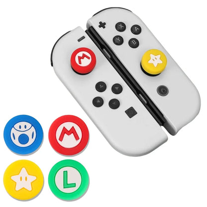4pcs Super Mario Silicone Thumb Stick Grip for Nintendo Switch Ns Oled Joystick Controller Cover Protective Case Accessories