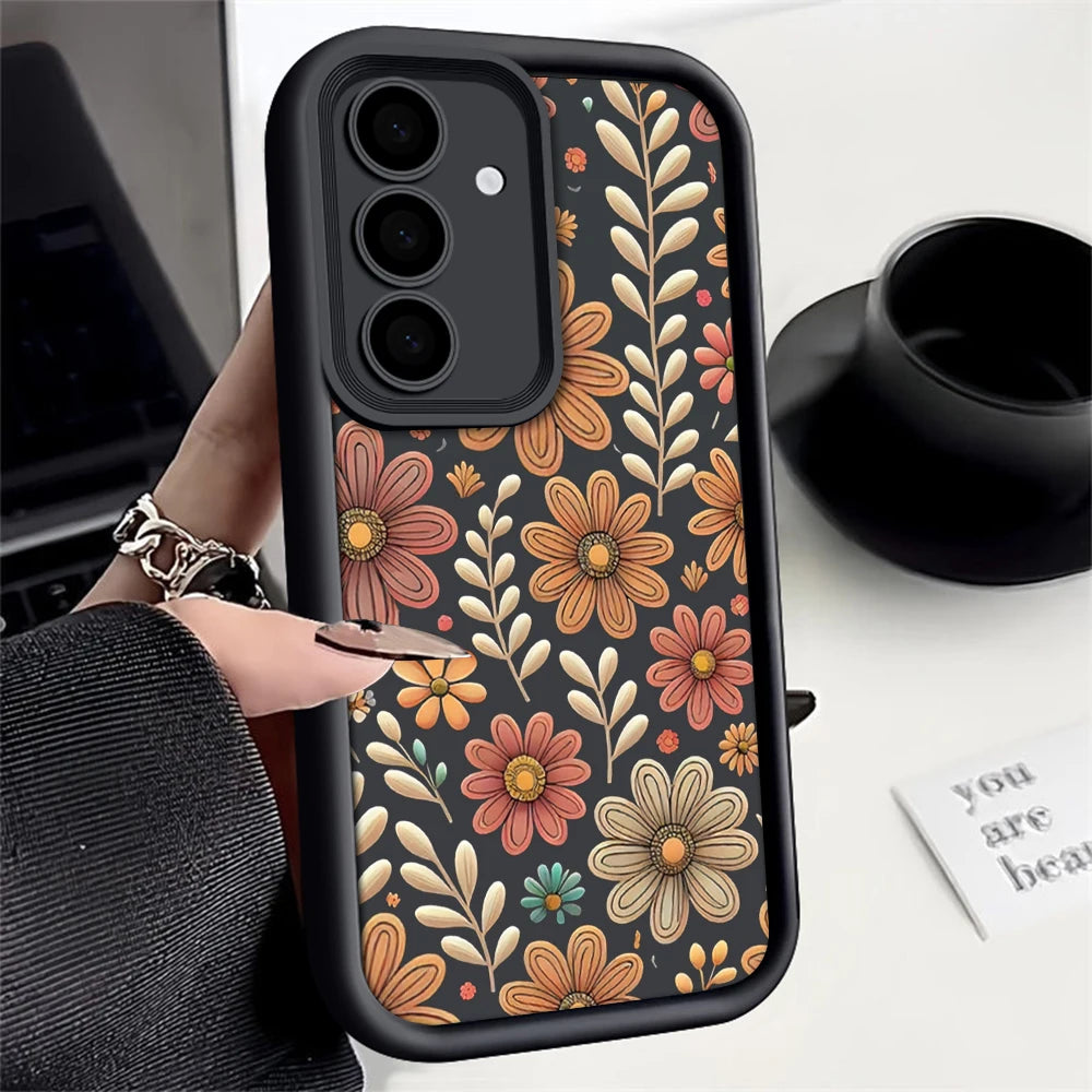 Petal Leaf Diagram Silicone Phone Case For Samsung Galaxy S23 S22 S21 S25 S24 S20 Ultra FE A35 A15 A25 A55 Note 20 Plus 5G Cover
