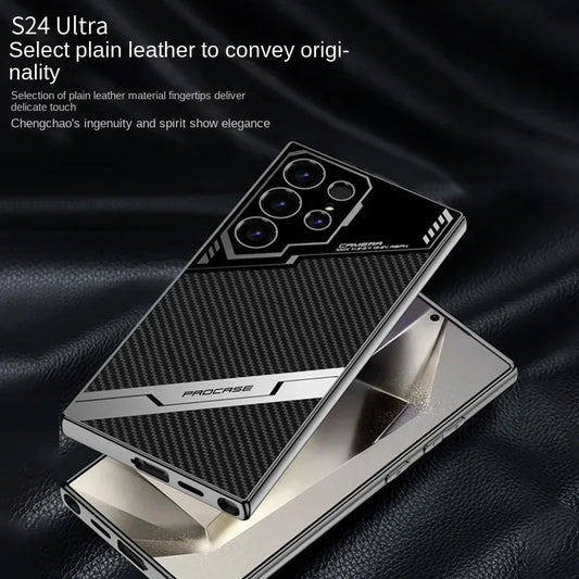 Galaxy S25 Plus Electroplating Leather S25 Ultra Phone Case for Samsung Galaxy S25 S24 S23 Ultra Protective Shockproof Cover