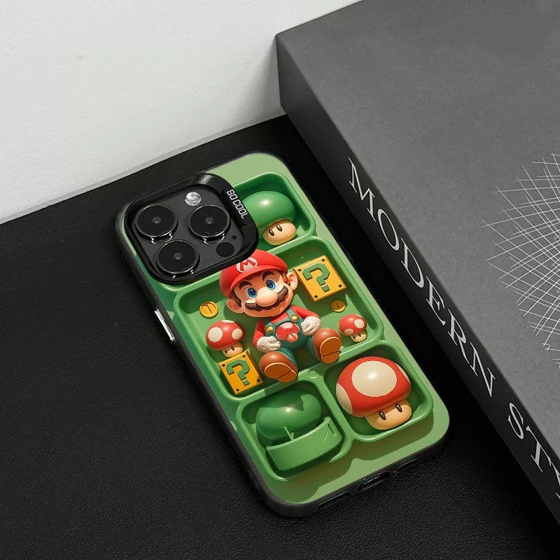 Super M-MarioS Bros Game Phone Case IMD Color Silver Shell For IPhone 16 15 14 13 12 11 Pro Max Plus