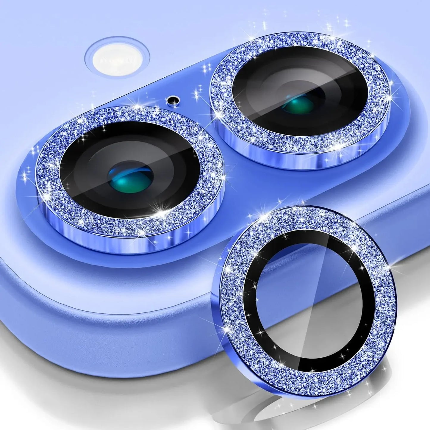 2-3Pcs For IPhone 16 15 14Pro Max Camera Lens Protector [Glitter Decoration] Ultra-HD Tempered Glass Cover Protective Ring